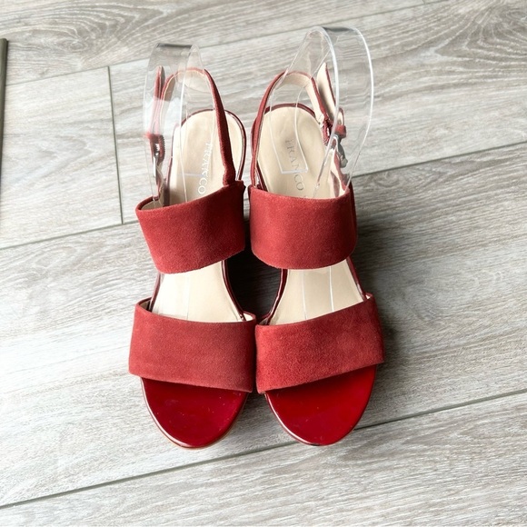 Franco Sarto Wine Suede Leather Wedge  Sandals - Picture 3 of 16